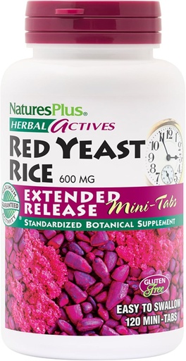 [BRSWGYYPAUMBMD3O] NaturesPlus Herbal Actives Red Yeast Rice Extended Release 600 mg - 120 Mini-Tabs, Pack of 2 - Supports General Well-Being - Vegetarian, Gluten Free - 120 Total Servings