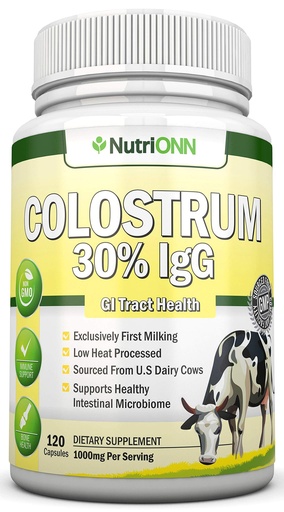 [BRSWYBDRAQBGAD3B] Colostrum - 1000mg - 120 Capsules - 30% IgG - Non-GMO US Dairy - First Milking Bovine Colostrum - Low Heat Processed - Great for GI Tract Health - Immune Support - Bone and Muscle Health