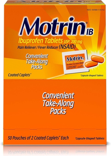 [BRSWIZIGBV7RECT2] Motrin IB 48152 Ibuprofen Tablets, 2 Count (Pack of 50)