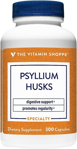 [BRSWIZIFB4GAMHD4] Le Vitamine Shoppe Psyllium Husks – Plantago Ovata Fibre Supplément qui soutient la régularité et le cholestérol sain, 840 mg par portion - Sans gluten (300 capsules)