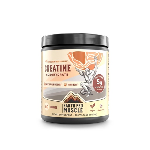 [BRSRM2QCOINAG2TG] Earth Fed Muscle Creatine Monohydrate Powder — 300g, 60 Servings | German Creapure Creatine for Strength, Power & Muscle Growth | Unflavored, Mixes Clean, No Fillers