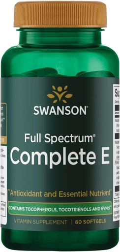 [BRSWGEL4AEIAIFDH] Swanson Full Spectrum Vitamin E with Tocotrienols - Promotes Heart Health and Cellular Health Support - Natural Supplement for Overall Wellness - (60 Softgels)