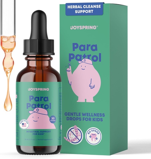 [BRSROHDYCMFQ4F3D] JoySpring ParaPatrol Kids 'Bylinné směsi - Alkoholicko-Volný tekutý dodatek s černým ořechem a Wormwood Extract 124; Podporuje stravovací zdraví 124; Přírodní Malina Flavor - 30 Služební