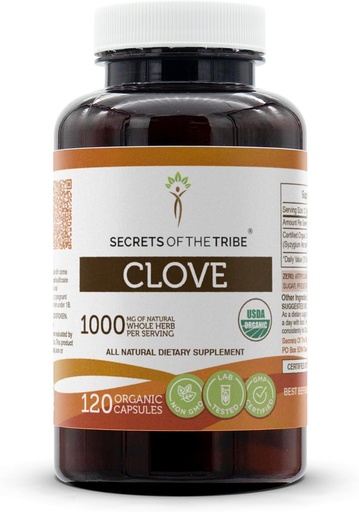 [BRSWGBI3CAPQ2CLX] Secrets of the Tribe Clove 120 Capsules, 1000 mg, USDA Organic Clove (Syzygium Aromaticum) Dried Flower Buds (120 Capsules)