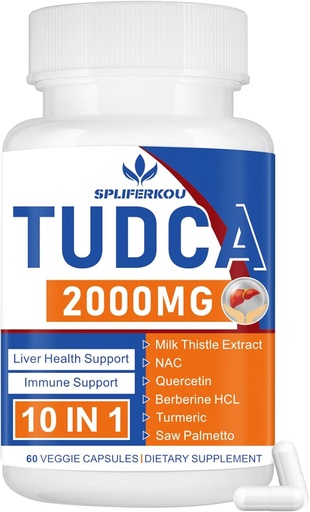 [BRSRAZD3BYHAO3A4] 2000mg Tudca Liver Support Supplement, Tudca Bile Salt maito Thistle ja Nac,60 kapselia 30 päivää,Support Liver, Detoxification,Immuunijärjestelmä
