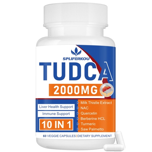 [BRSRAZD3BYHAO3A4] 2000mg Tudca Liver Support Supplement, Tudca Bile Salt with Milk Thistle and Nac,60 Capsules for 30 Days,Support for Liver, Detoxification,Immune System