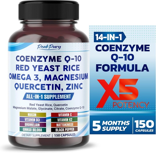 [BRSRAZQLOICRUDT7] Coenzyme Q-10 Red Yest Rice Quercetin Magнезий Malat, Glycitinate, Цитрат - Made in USA