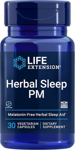 [BRSWGBQ7BYBAMCY7] Extensión de la vida Herbal Sleep PM, Lemon Balm, honokiol (magnolia bark), Chamomile, promueve el sueño saludable, libre de hormonas, libre de melatonina, libre de gluten, no GMO, vegetariano, 30 cápsulas