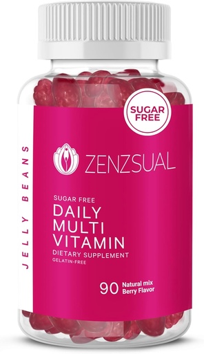 [BRSROBQLAV5RAH3A] ZENZSUAL Daily Multivitamin Jellybeans - Chewable, Sugar-Free, and Vegetarian-Friendly Dietary Supplement- Immune Support, Wellness Delight, Gelatin-Free (90 Natural Mix Berry-Flavored)