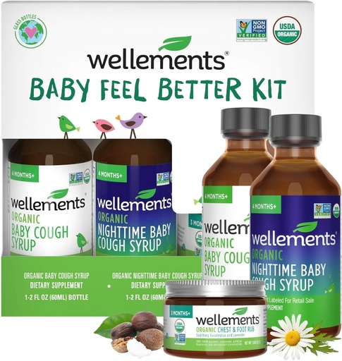 [BRSWYBT2AEBGCEY7] Wellements Organic Baby Feel Better Kit for 4 חודשים+ | Day & Night Syrups with Chest & Foot Rub