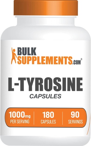 [BRSRMALQDF6BEHTB] BulkSupplements.com L-Tyrosine 1000mg Capsules - Tyrosine Supplement, Tyrosine Capsules, Tyrosine 1000mg - Non-Essential Amino Acid Supplement, 2 Capsules per Serving, 180 Capsules