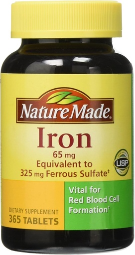 [BRSWKHQLOVYWIYLY] Natura Made Iron 65 mg, 365 comprimate