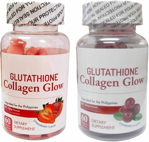 [BRSROBI7DMNB6YA7] Generic Nature Glow Glutathione Collagen - Strawberry & Cranberry Flavor Bundle, 60 Chewable Gummies Each