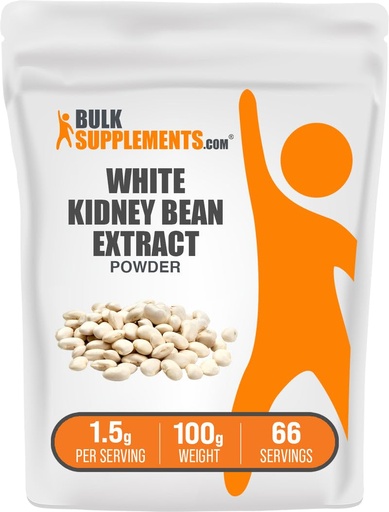 [BRSWKEY7AQOGMHTU] BulkSupplements.com White Kidney Bean Extract Powder - White Kidney Bean Powder - Herbal Supplement - Gluten Free, 1.5g per Serving, 100g (3.5 oz) (Pack of 1)