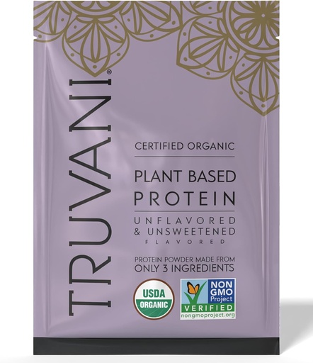 [BRSRMHQDOF4A42DL] Truvani Vegan Pea Protein Powder | Unflavored | 20g Organic Plant Based Protein | 1 Serving | Keto | Gluten & Dairy Free | Low Carb | No Added Sugar