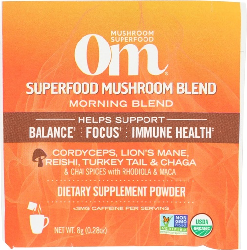 [BRSRMY3RC4BBGYDX] Om Mushroom Superfood Organic Morning Energy Mushroom Blend Sachet, 0.28 OZ