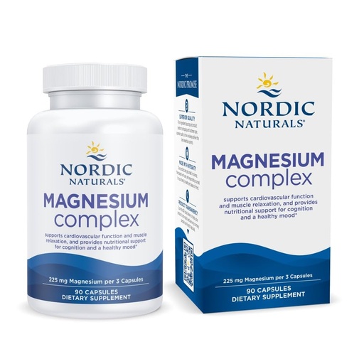 [BRSWYZAEBYIAKDLU] Nordic Naturals Magnesium Complex - 90 Capsules - 225 mg Magnesium, 1.9 mg Iron - Brain & Heart Health, Mood, Energy, & Muscle Relaxation - Non-GMO, Vegan - 30 Servings