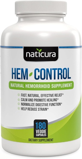 [BRSWKFI2AAFWKEY7] Hem-Control - Fast Effective Hemorrhoid Treatment Supplement - Powerful Formula to Promote Symptom Relief, Shrinking of Hemorrhoids, Ease Discomfort - 180 Vegan Capsules - Made in USA