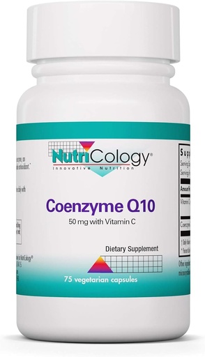 [BRSWIY37AFYR623A] Nutricology Coenzyme Q10 Supplement - with Vitamin C, Heart Health, CoQ10 50mg, Ubiquinol, Antioxidant, Vegetarian Capsules - 75 Count