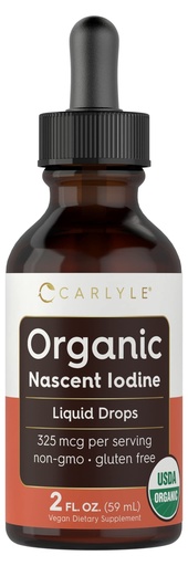 [BRSW2C32BYGRGET3] Carlyle Organic Nascent Iodine Liquid Drops | 2 fl oz | Vegan Supplement | Non-GMO, Gluten Free