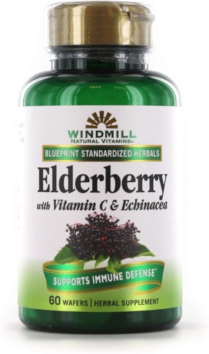 [BRSWGHYEAEAQI2D3] Windmill Elderberry med vitamin C & Echinacea Capsules 60 Ea