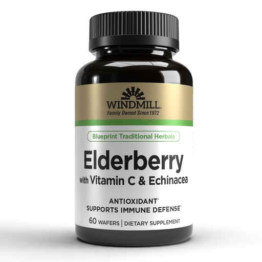 [BRSWGHYEAEAQI2D3] Windmill Elderberry with Vitamin C & Echinacea Capsules 60 Ea