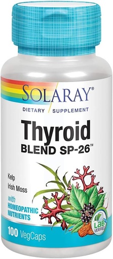 [BRSWGGICBUBQGCA7] SOLARAY Thyroid Blend SP-26 | Herbal Blend w/Cell Salt Nutrients to Help Support Healthy Thyroid Function | Non-GMO, Vegan | 100 Serv | 100 VegCaps