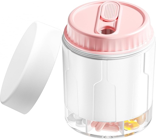 [BRSROZQCC4CQIFLV] Weekly Travel Pill Organizer, Daily Supplement Organizer with 7 Large Compartments, Pill Box Case Easy to Use, Large Vitamin Dispenser, Multifunction Pill Storage Hold for Medication (Pink)