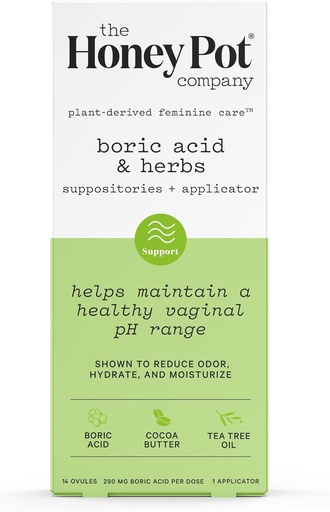 [BRSWYFQNBEHA4C3Z] The Honey Pot Company 7 Day Boric Acid & Herbs Suppositories - Maintains and Balances Healthy Vaginal pH, Manages Odor, Hydrates, & Moisturizes - Gynecologist Tested