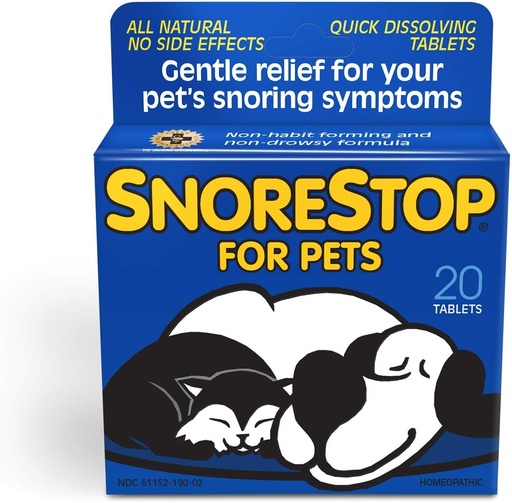 [BRSWIZQOCR5GOYLI] SnoreStop for Pets 20 Chewable Tablets I Natural Anti-Snoring Solution I Snore Relief for Dogs Cats I Stop Snoring Aid I Sleep Remedy I Device Free I Helps Stop Snores I Anti-Snore Aid