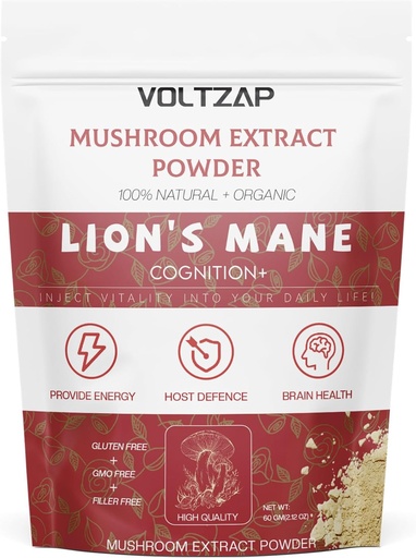 [BRSRAZI2AF5QKHI6] Lions Mane Powder Organic - Relaxation & Physical Defence - Lions Mane Supplement for Youthful Radiant Skin & Cognition - 2.12OZ(60 Servings)