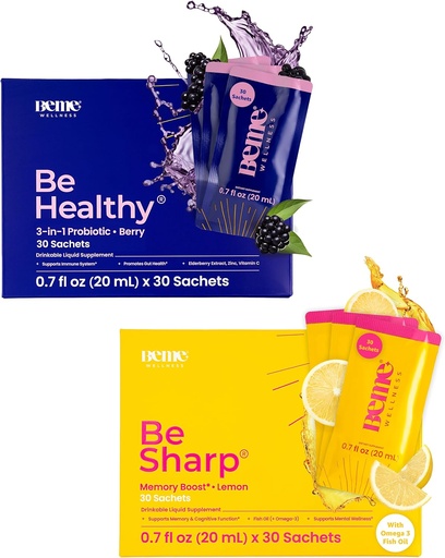 [BRSROAQKAVYQGFDJ] BeMe BeHealthy & BeSharp Bundle - Liquid Probiotics & Omega-3 Liquid Supplements