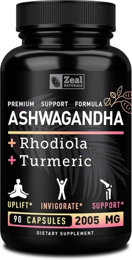 [BRSWGHYTBECAY3DJ] Complejo Ashwagandha - Orgánica Ashwagandha Root Powder + Rhodiola Rosea + Turmeric - Soporte Premium Fórmula - Ashwagandha Capsules Suplemento