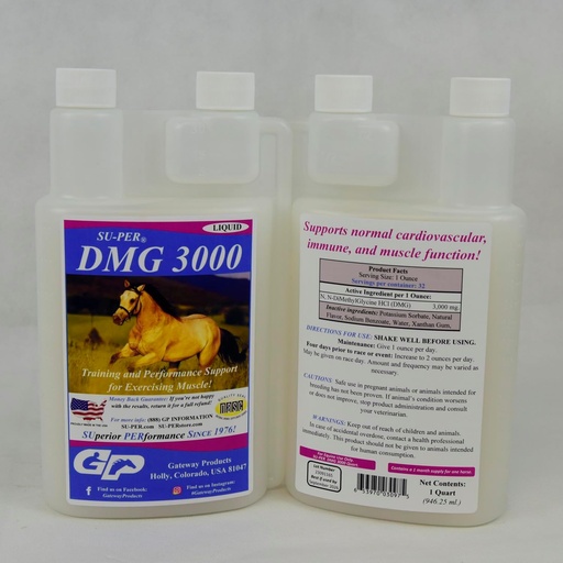 [BRSROHYZBYOQGALU] SU-PER DMG 3000 Horse Supplement - Training & Performance Support Liquid - Supports Normal Cardiovascular Immune & Muscle Function - 1 Quart, (2 Pack)