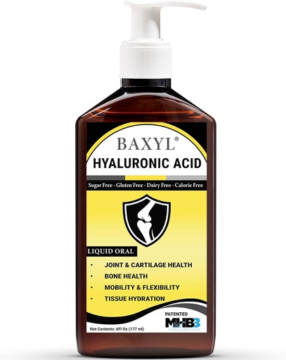 [BRSWKHD4AYOBOFTA] Baxyl - Liquid Hyaluronic Acid for Joint Relief Supplement (Vegan, Gluten-Free, Non-GMO, Patented Oral MHB3)