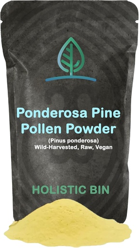 [BRSW2GDQOQFGCFL3] Holistic Bin Pine Pollen Powder | Wild Harvested, Golden Canadian Pine Pollen | Pollen Made from The Ponderosa Pine Tree, 20 g