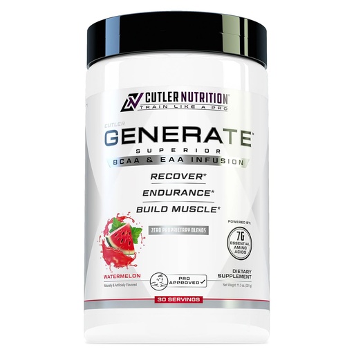 [BRSWGGINBMAQ2D3O] Generate EAA and BCAA Powder: Best Post Workout Recovery Drink and Branched Chain Amino Acids Supplement with Essential Amino Acids, 5g BCAAs, 2g EAAs for Lean Muscle Mass | Watermelon, 30 Servings