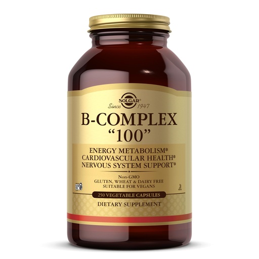 [BRSWIYTYO4GWO2T4] Solgar B-Complex "100", 250 Vegetable Capsules - Nervous System Support - Supports Energy Metabolism - Non-GMO, Vegan, Gluten Free, Dairy Free, Kosher - 250 Servings