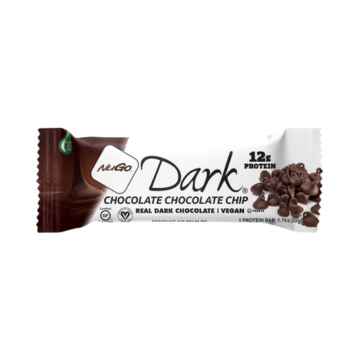 [BRSWIYL2PN4A4DTE] NuGo Dark Chocolate Chocolate Chip, 12g Protein Bar, Vegan, Gluten Free, Non-GMO, Kosher Pareve, 1.76oz Bar