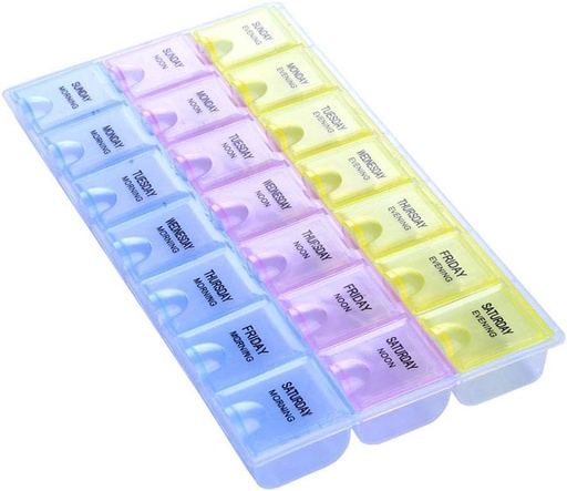 [BRSWGHT3CIMAKGYZ] INVODA Pill Case 7 Day Weekly Pill Box with Medication Reminder Pill Organizer - Morning Noon Evening Daily 21 Detachable Compartments