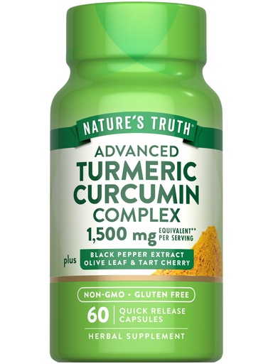 [BRSWECTQAQCWE3IV] Nature's Truth Turmeric Curcumin | 60 Capsules | with Black Pepper Extract, Olive Leaf & Tart Cherry | Non-GMO & Gluten Free Supplement