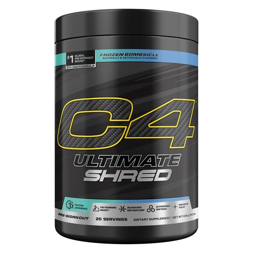 [BRSROCD6O4BQIEI2] Cellucor C4 Ultimate Shred Pre Workout Powder, Metabolism Supplement with Cayenne Extract+300mg Caffeine+TeaCrine+Dynamine - Frozen Bombsicle, 20 Servings