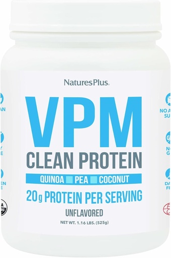 [BRSWECQNBUJRQET4] Natures Plus VPM Protein, Unflavored - 1.16 lbs - with Quinoa, Pea & Coconut Protein - Organic, Vegan, Soy & Gluten Free - 15 Servings