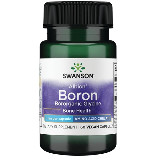 [BRSWGEL4PIFQAHL3] Swanson Boron from Albion - Boroganic Glycine Supplement Supporting Joint Health & Bone Health - High Absorption Formula May Support Overall Balance - (60 Capsules, 6mg Each) | Bioavailable Boron for Optimized Absorption, Aids Bone Health and May Support Joint Health, 6 mg per Capsule
