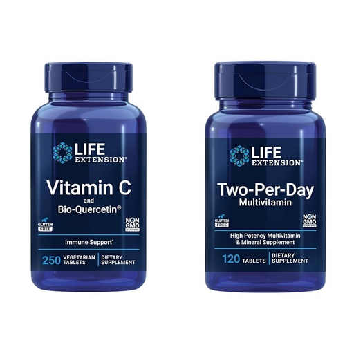 [BRSRAYYYA4JQECYV] Life Extension Vitamin C & Quercetin Phytosome Plus Multi-Vitamin & Mineral Supplement - 250 Tablets & 120 Tablets