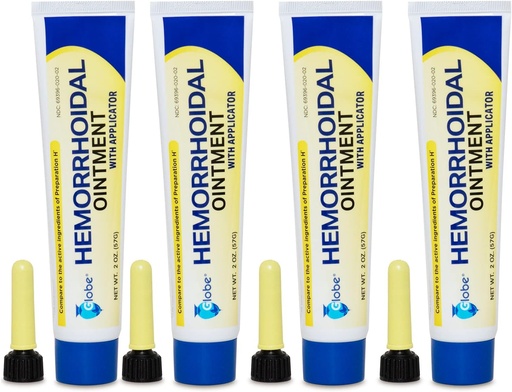 [BRSRMAA5A54BSYDF] Globe Hemoroid Ointment, Phenylephrine HCl, benzinatum, Mineral Yağı, Yanğın, Buching və Hemoroidin Discomfort, 2 Ounces (4 Paket)