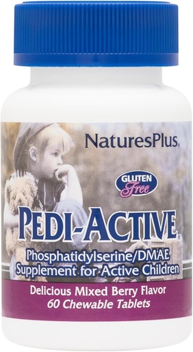 [BRSWKHY5OVYA2D3O] NaturesPlus Pedi-Active LECI-PS, DMAE Complex - 60 Chewable Tablets - Mixed Berry Flavor - Childrens Chewable Supplement, Promotes Brain Health, Focus - Vegetarian, Gluten-Free - 30 Servings