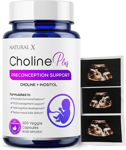 [BRSROZAKOYCAAG34] Choline and Inositol Preconception Vitamins for Women - Fertility Blend Supplement, Supports Healthy Pregnancy and Baby’s Cognitive Development, Enhanced Egg Quality, Hormone Balance (200 Capsules)