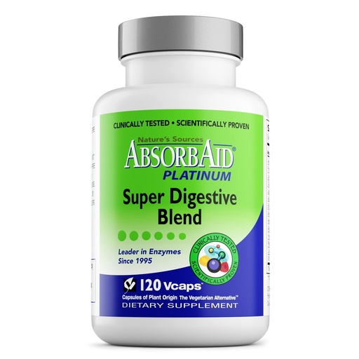 [BRSRMHQ6B57WY2DX] AbsorbAid Platinum Digestive Enzyme Support 120 vCaps, 12 Digestive Enzymes Plus 2 Probiotics for Maximum Relief