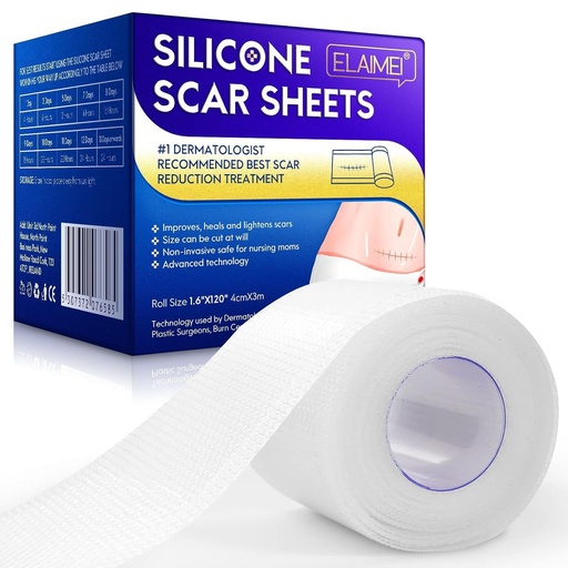 [BRSROAD4CIFAIHT6] New Transparent Silicone Scar Sheets(1.6” x 120”Inch - 3M),Away Scar Tape,Scar Strips, Reusable, Professional Scar Removal Sheets for C-Section, Surgery, Burn, Keloid, Acne et, Scar Patch.